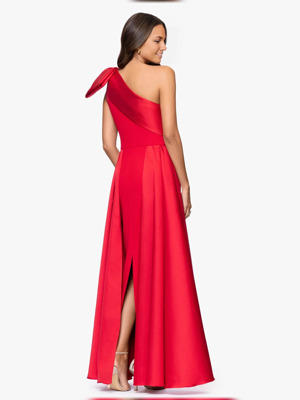 Orchid floor-length mother of the bride dress, alternate view showing the overall dress design