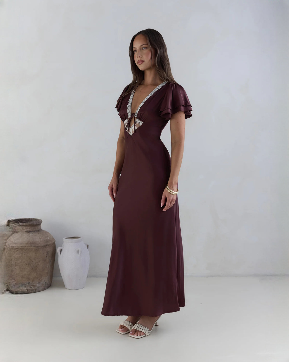 sleeveless mesh a-line maxi bridesmaid dress - image 4