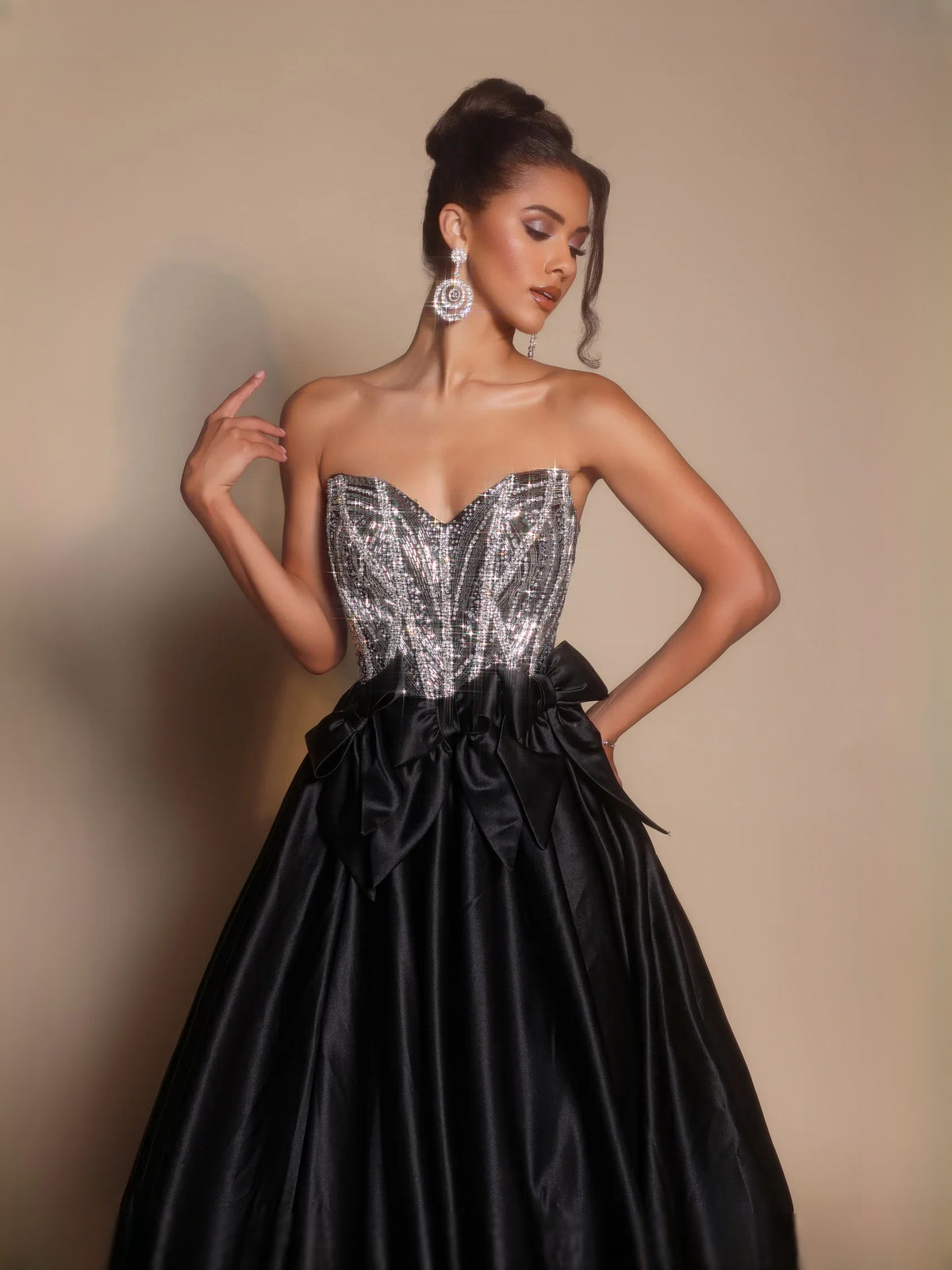 Black floor-length prom dress, alternate view showing the overall dress design
