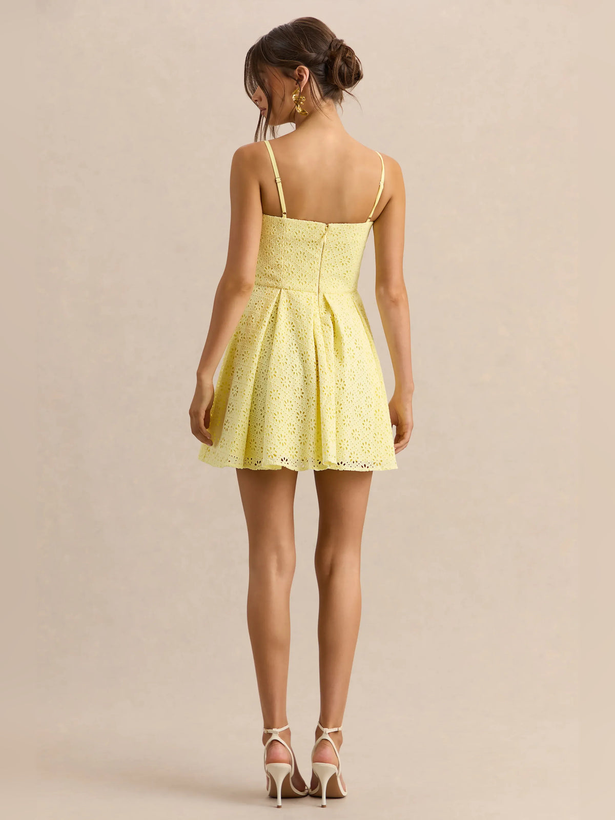 Lemon mini homecoming dress, alternate view showing the overall dress design