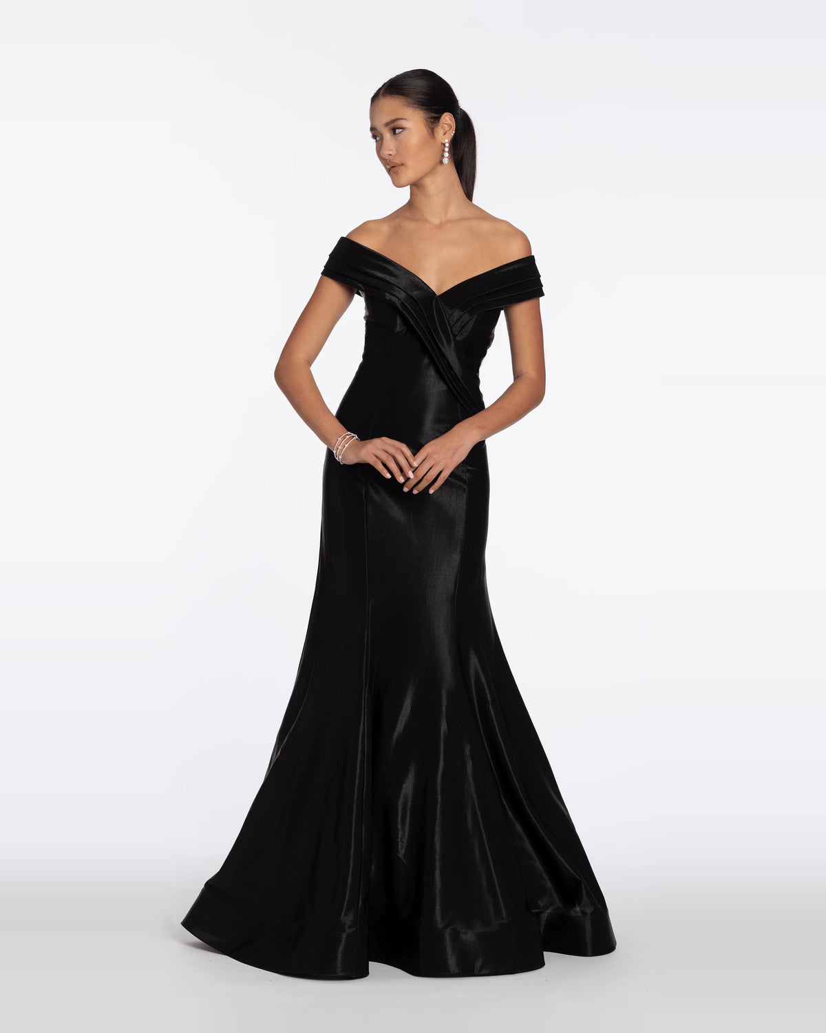 off shoulder trumpet maxi prom dress - image 4