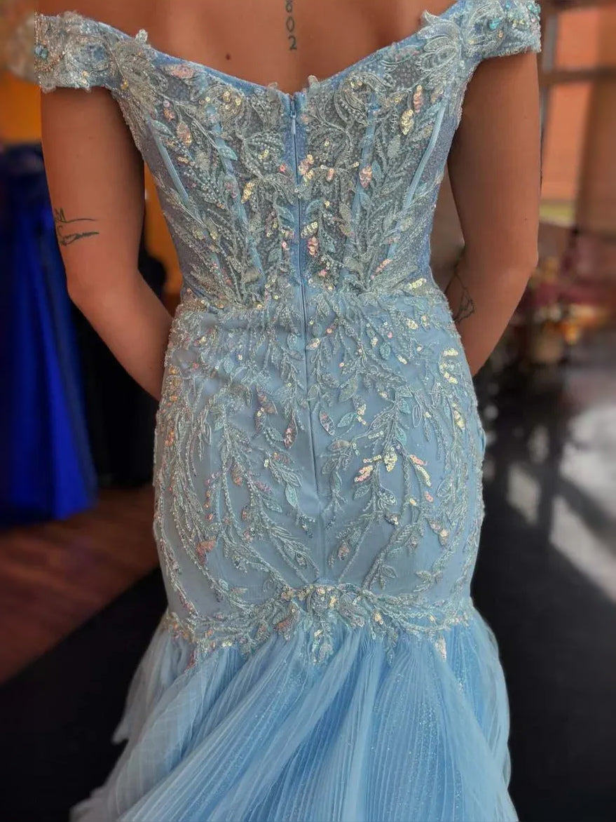 Light Blue floor-length prom dress, alternate view showing the overall dress design