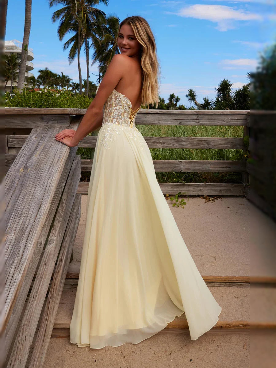 Pink floor-length prom dress, alternate view showing the overall dress design