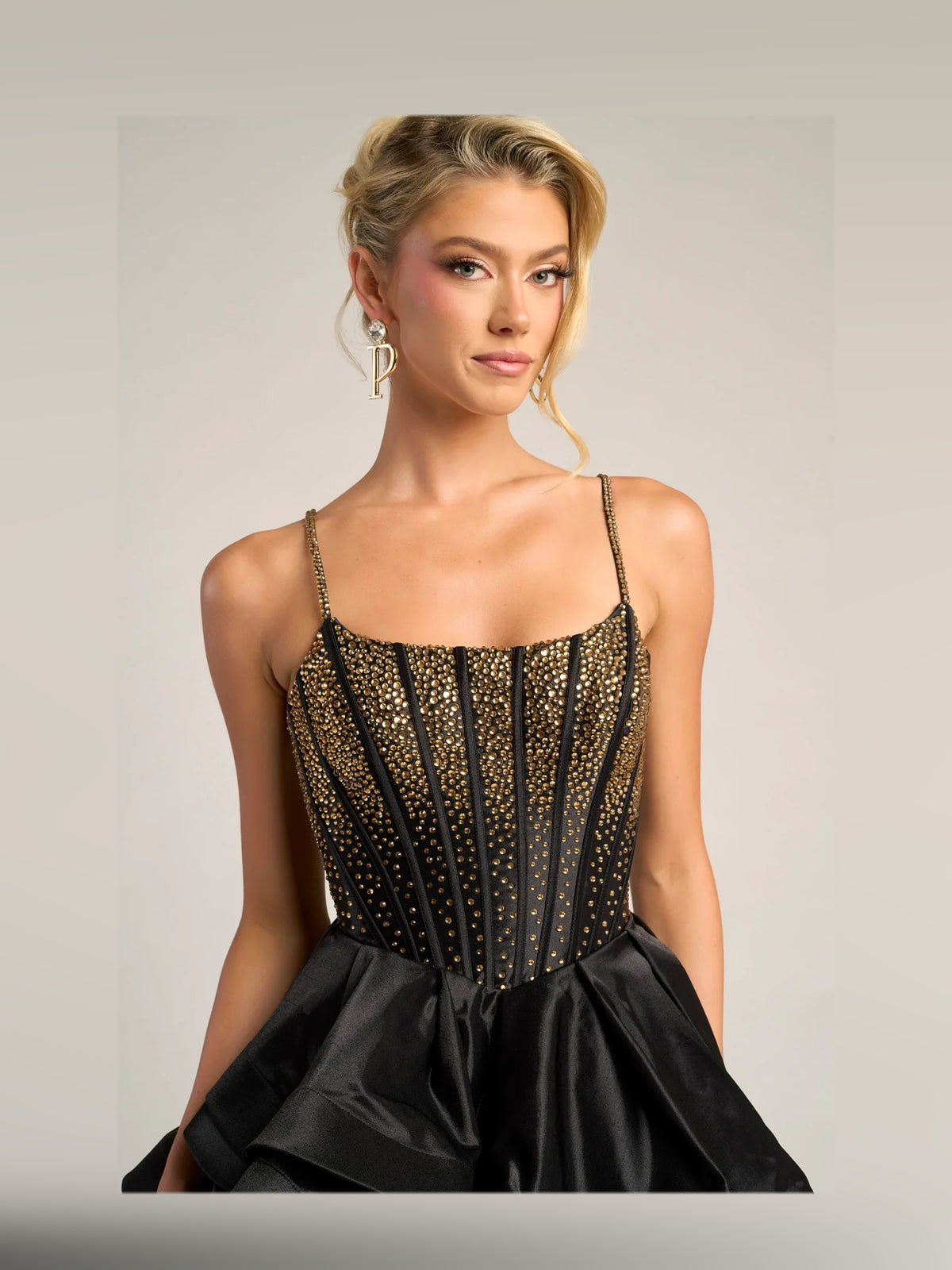 Black floor-length prom dress, alternate view showing the overall dress design
