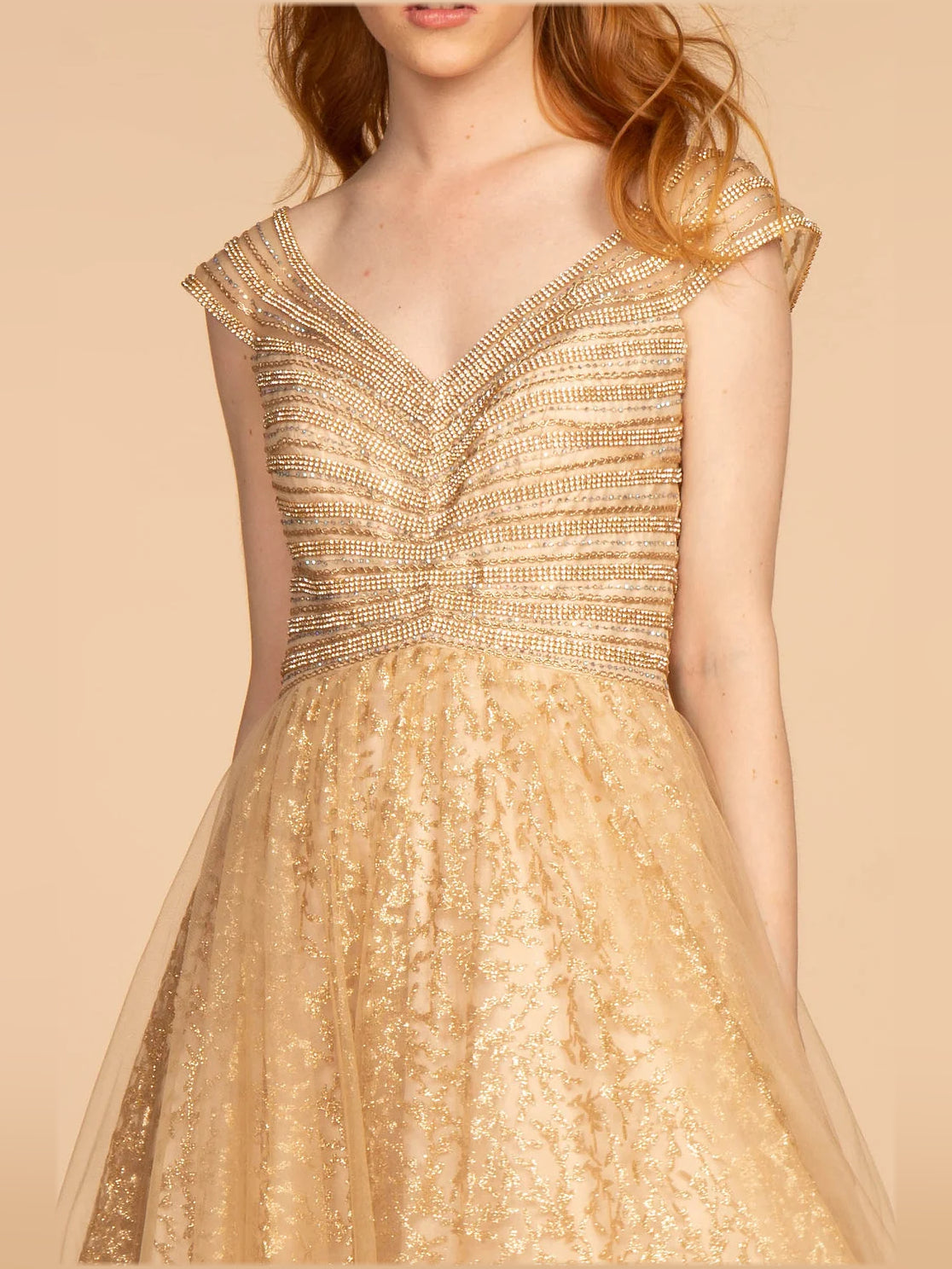 Silver floor-length prom dress, alternate view showing the overall dress design