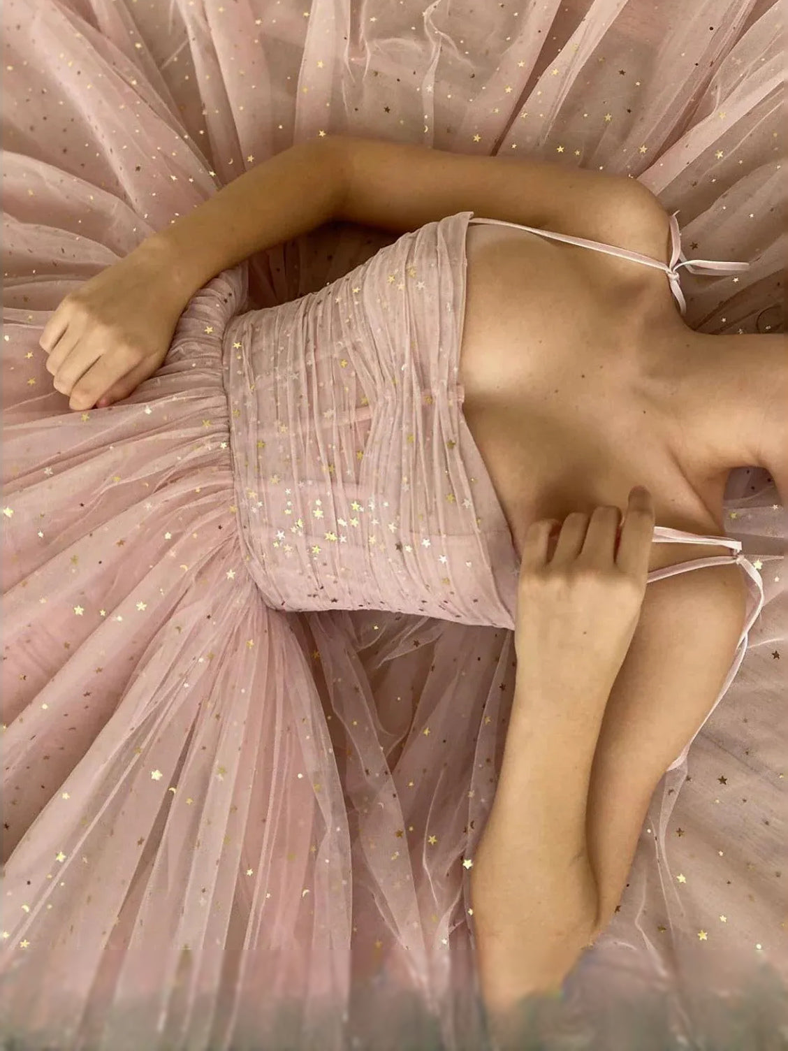 Dusty Pink midi prom dress, alternate view showing the overall dress design