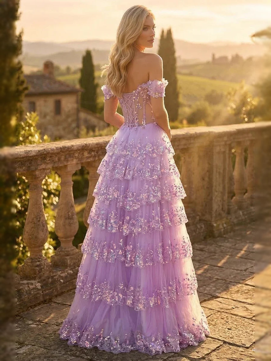 Dark Navy maxi prom dress, alternate view showing the overall dress design