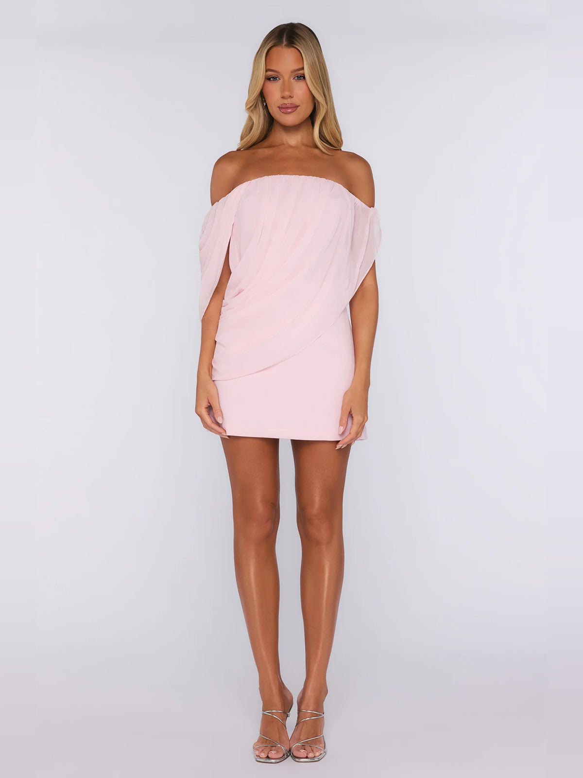 Pink mini homecoming dress, alternate view showing the overall dress design