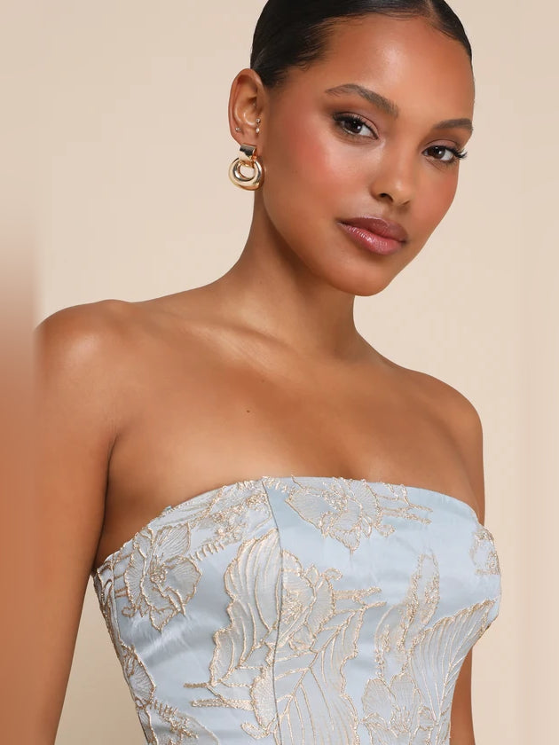 Slate Blue mini homecoming dress, alternate view showing the overall dress design