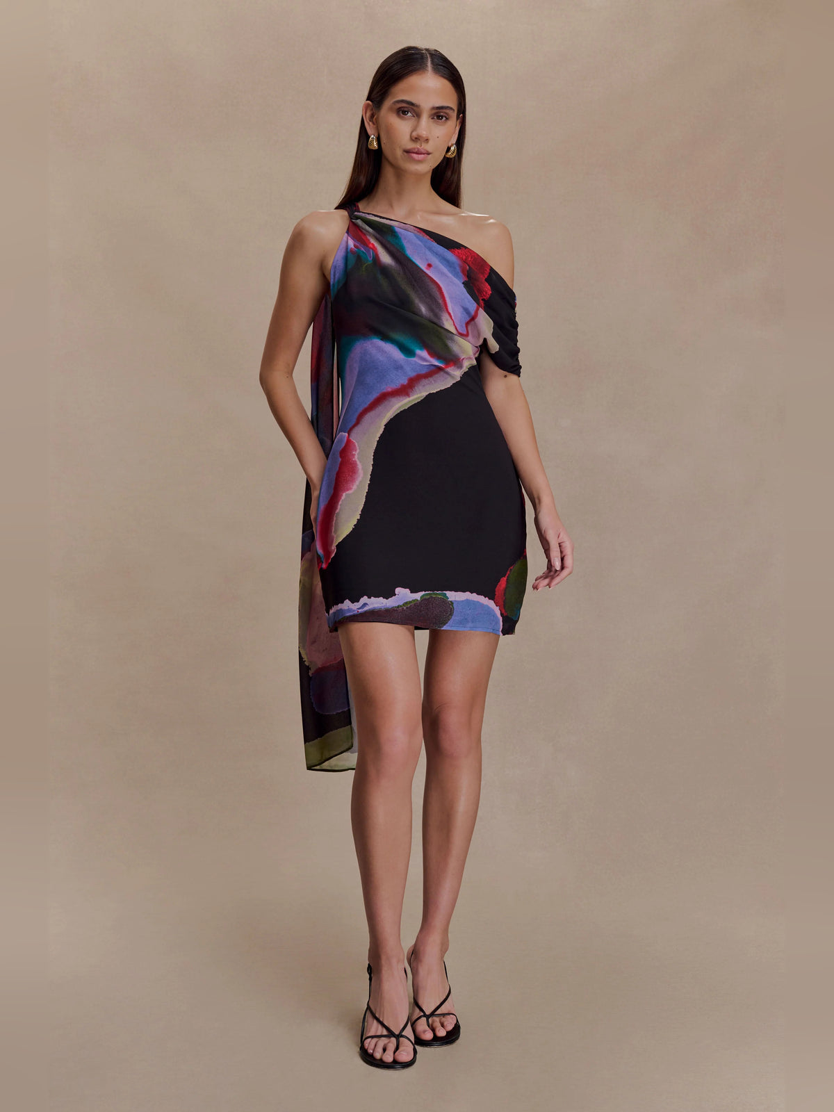 Multi mini homecoming dress, alternate view showing the overall dress design