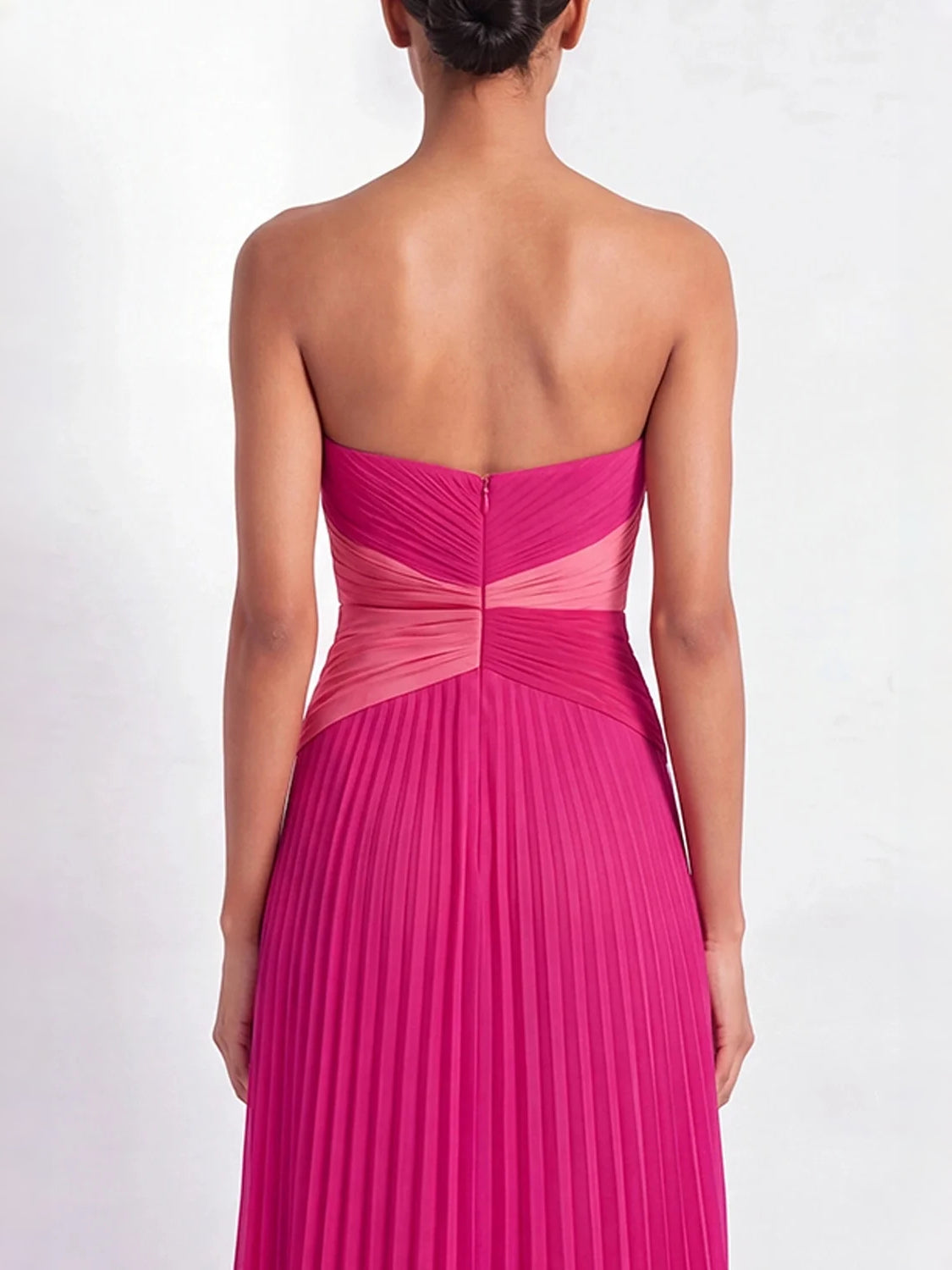 Hot Pink maxi bridesmaid dress, alternate view showing the overall dress design