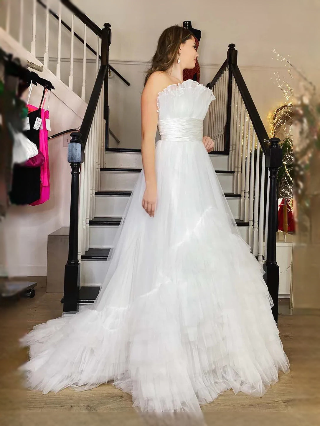 Black maxi prom dress, alternate view showing the overall dress design