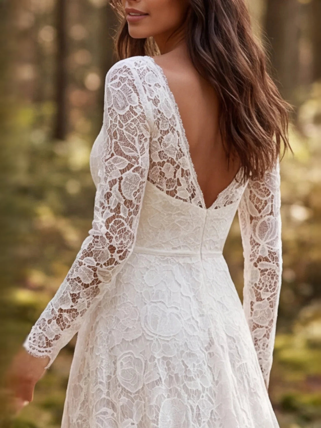 Ivory floor-length wedding dress, alternate view showing the overall dress design