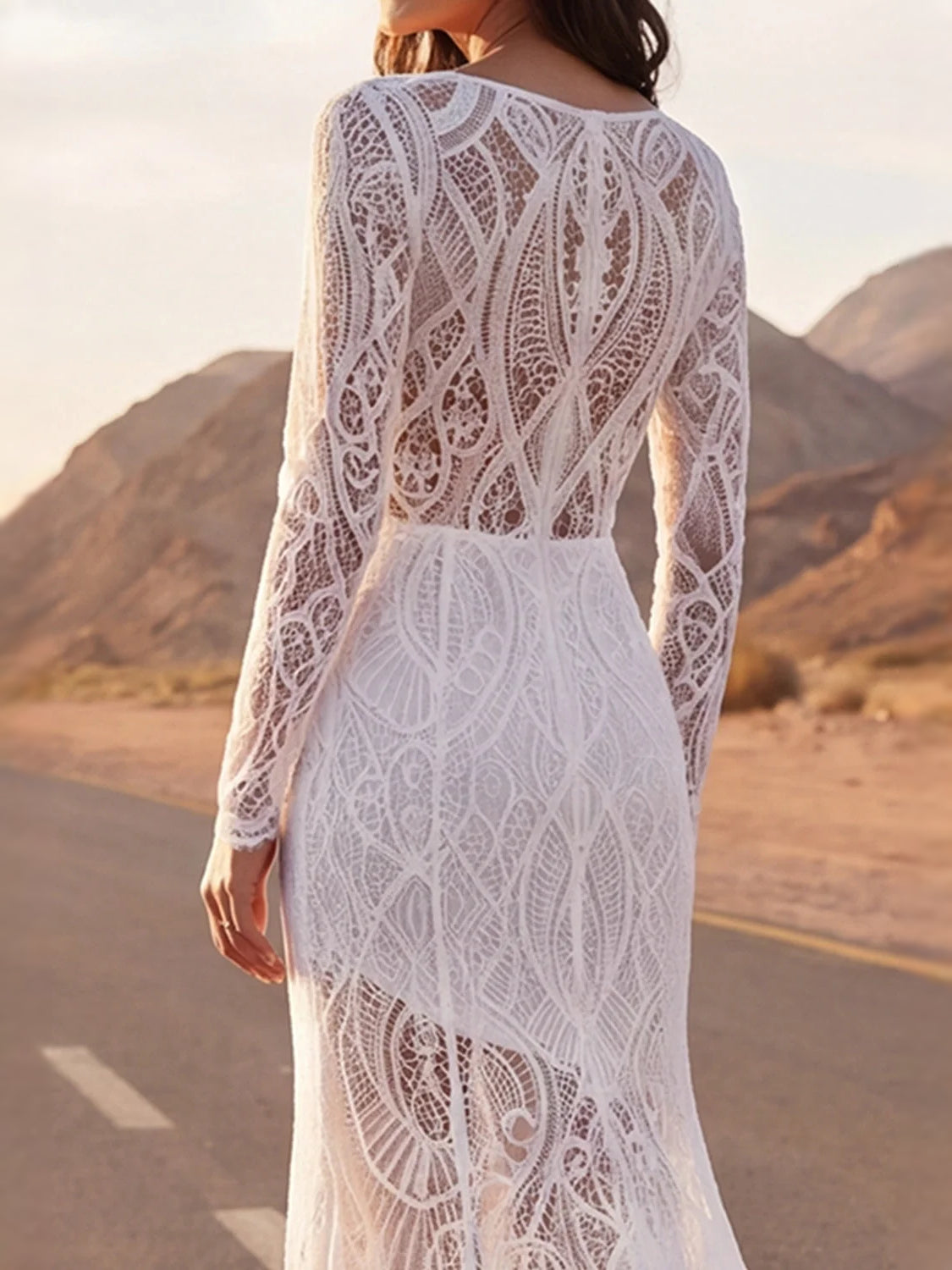 Ivory floor-length wedding dress, alternate view showing the overall dress design