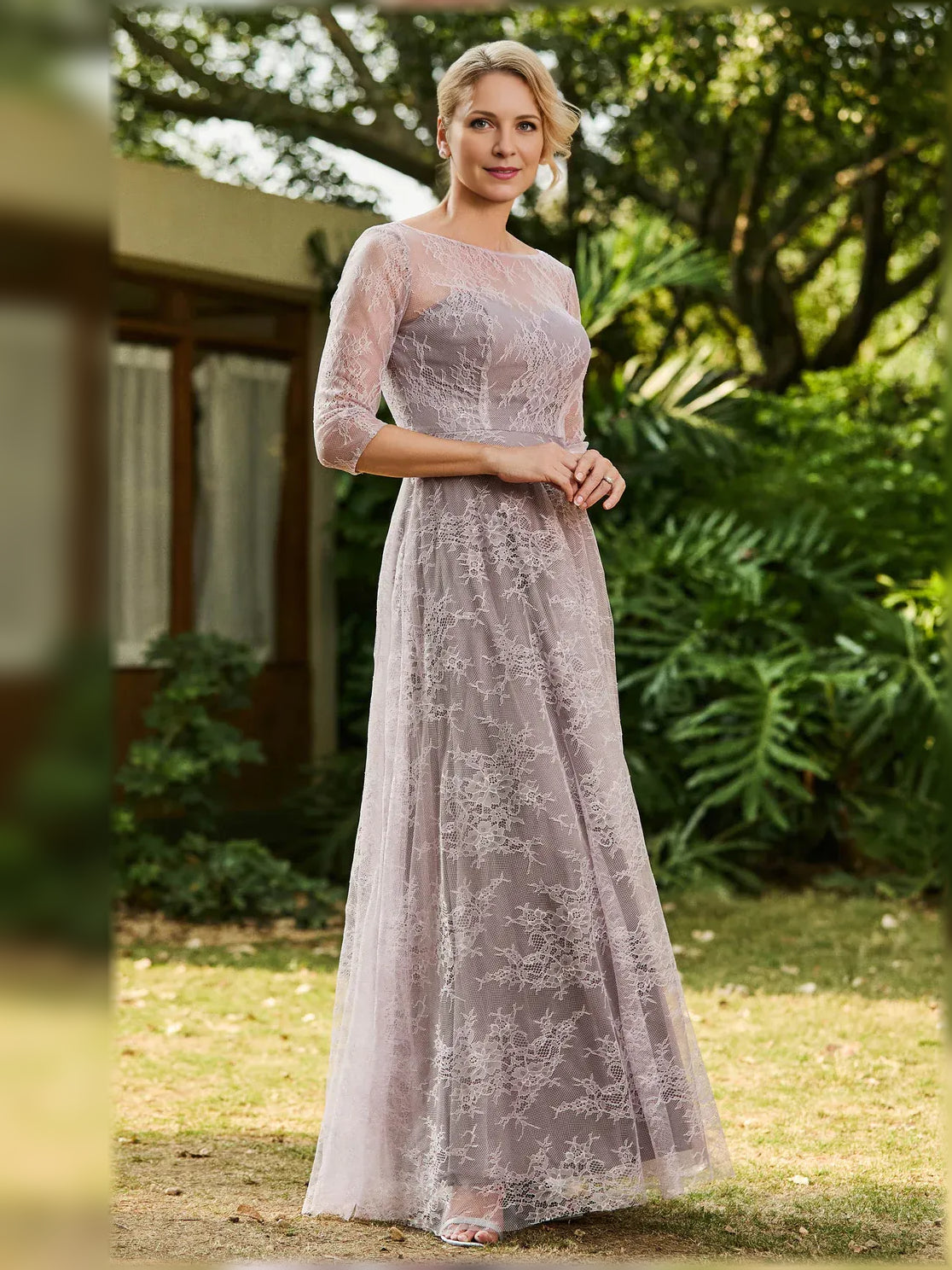Dusk floor-length mother of the bride dress, alternate view showing the overall dress design