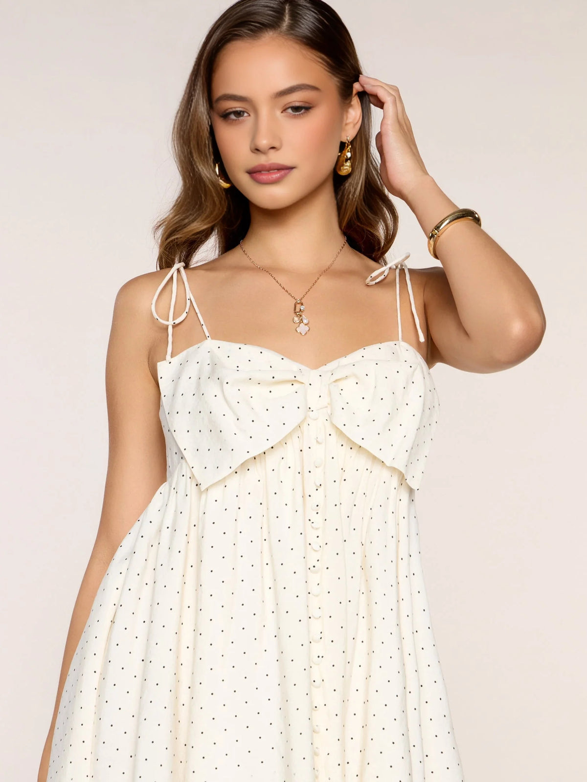 Ivory white mini homecoming dress, alternate view showing the overall dress design