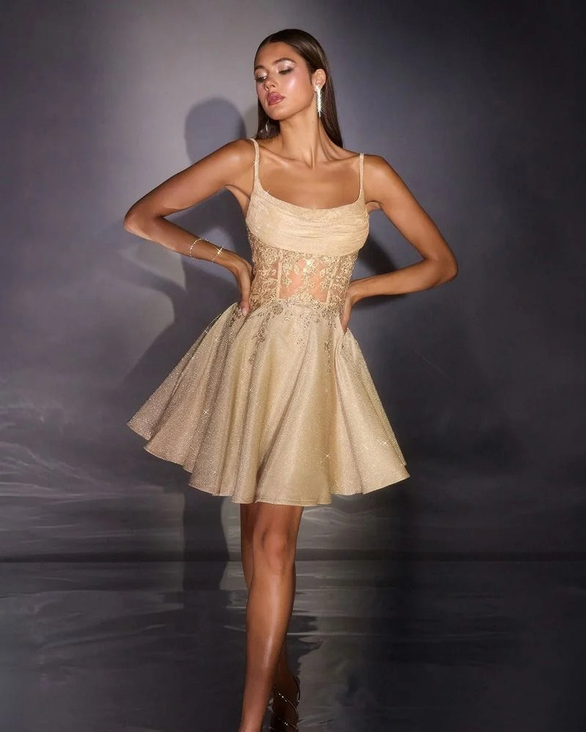 maggie glitter fit flare mini homecoming dress - image 5