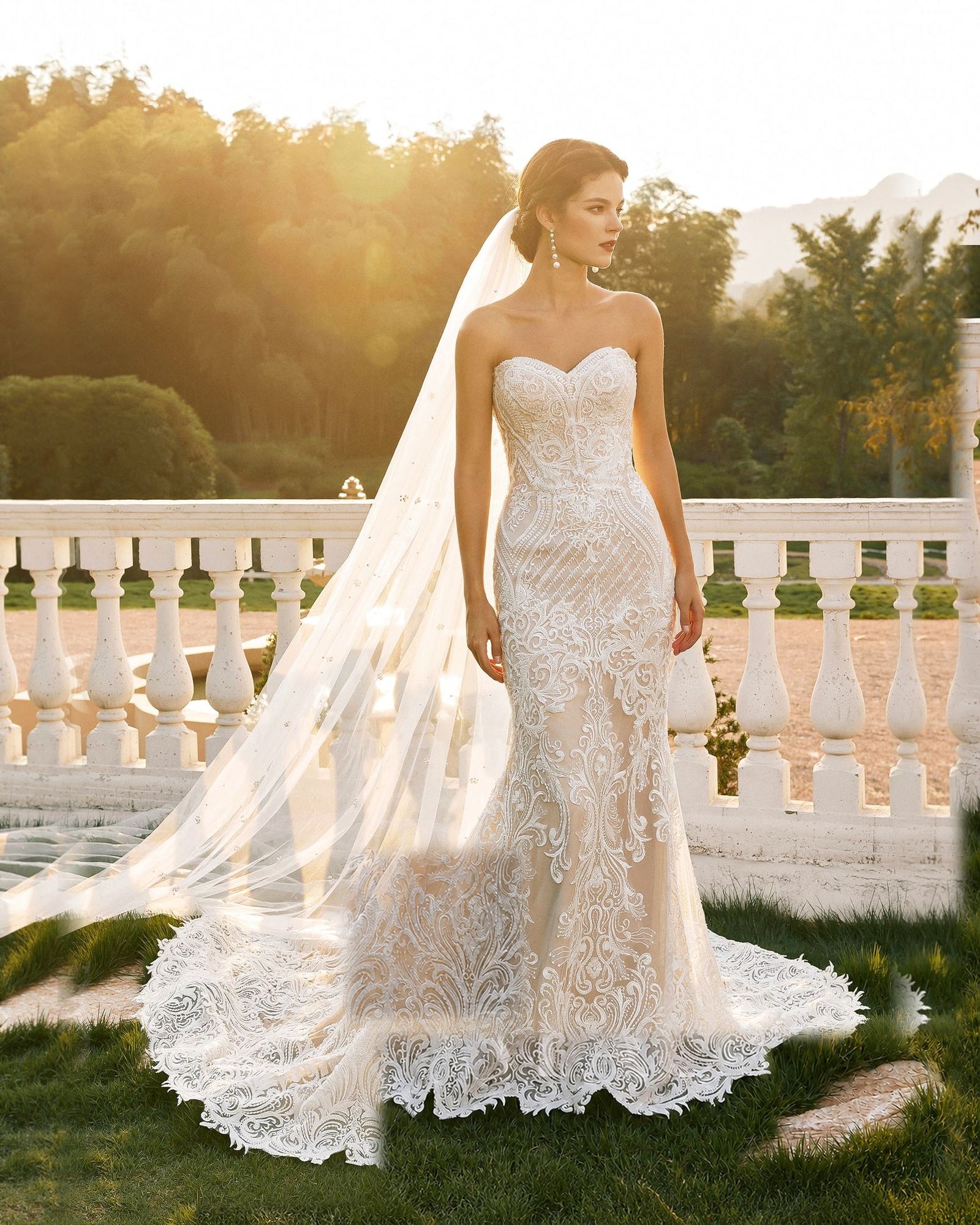 strapless sweetheart lace mermaid wedding dress - image 5