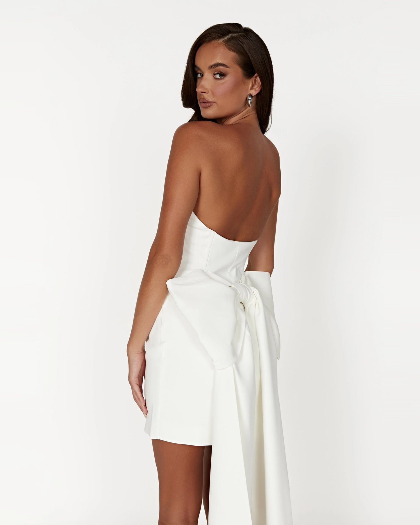 strapless sweetheart bow train homecoming dress - image 5