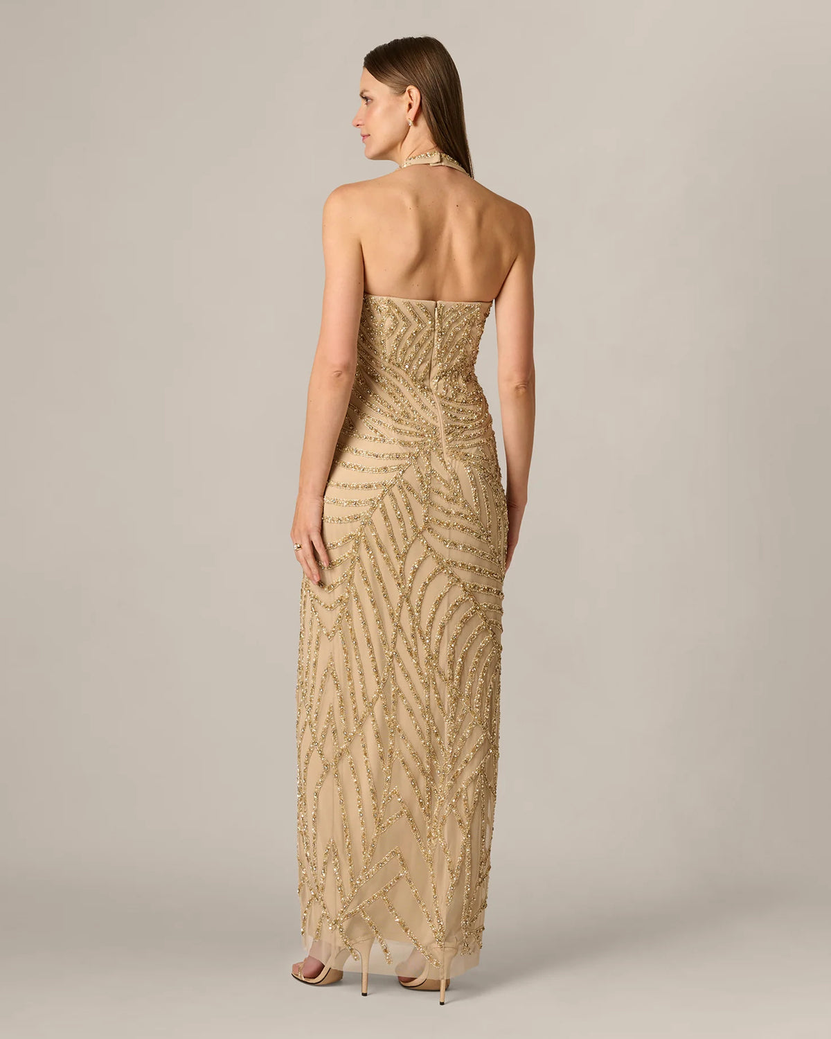 halter neck a-line maxi mother of the bride dress - image 5