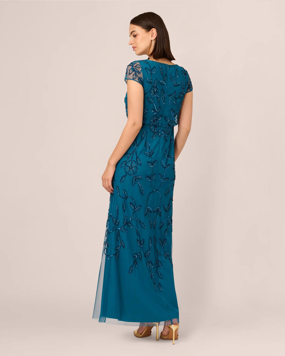 short-sleeve a-line maxi mother of the bride dress - image 5