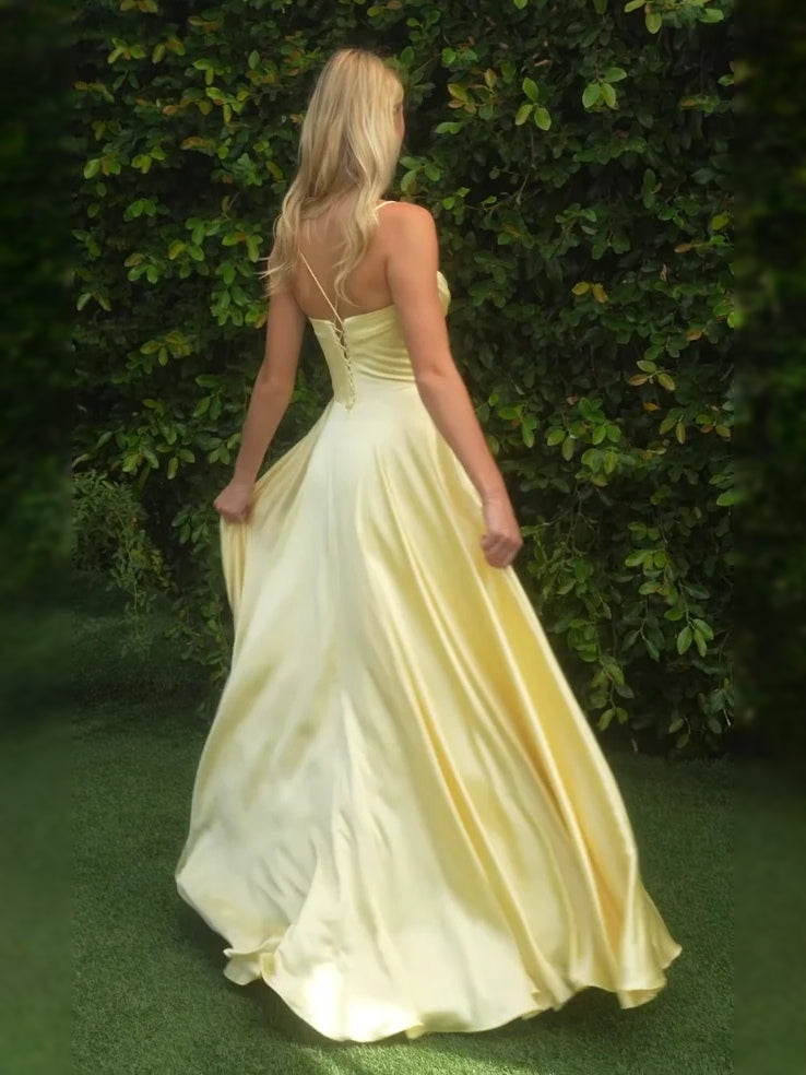 Watermelon floor-length prom dress, alternate view showing the skirt and hem