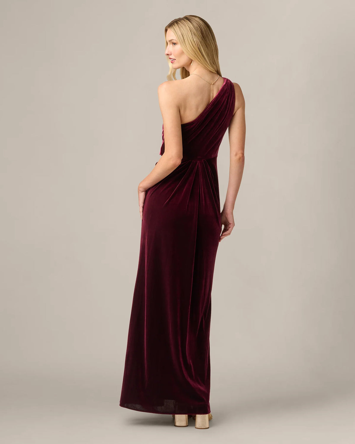 one-shoulder a-line maxi mother of the bride dress - image 5