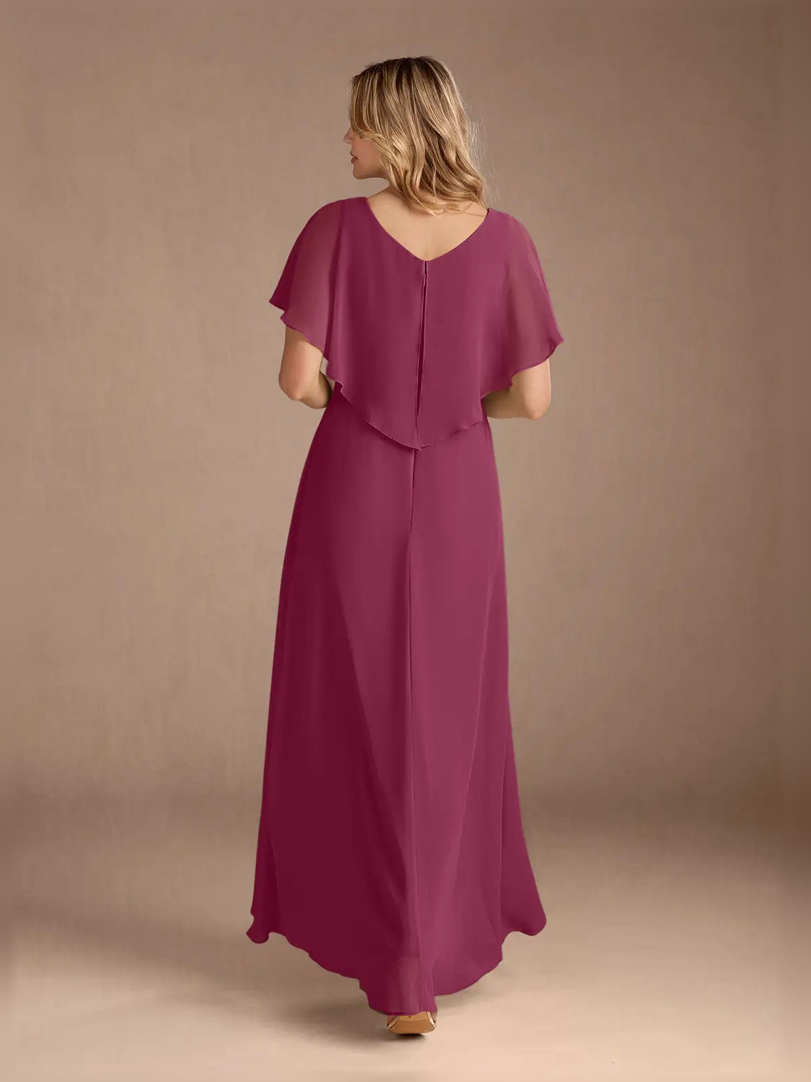 Royal Blue high-low mother of the bride dress, alternate view showing the skirt and hem