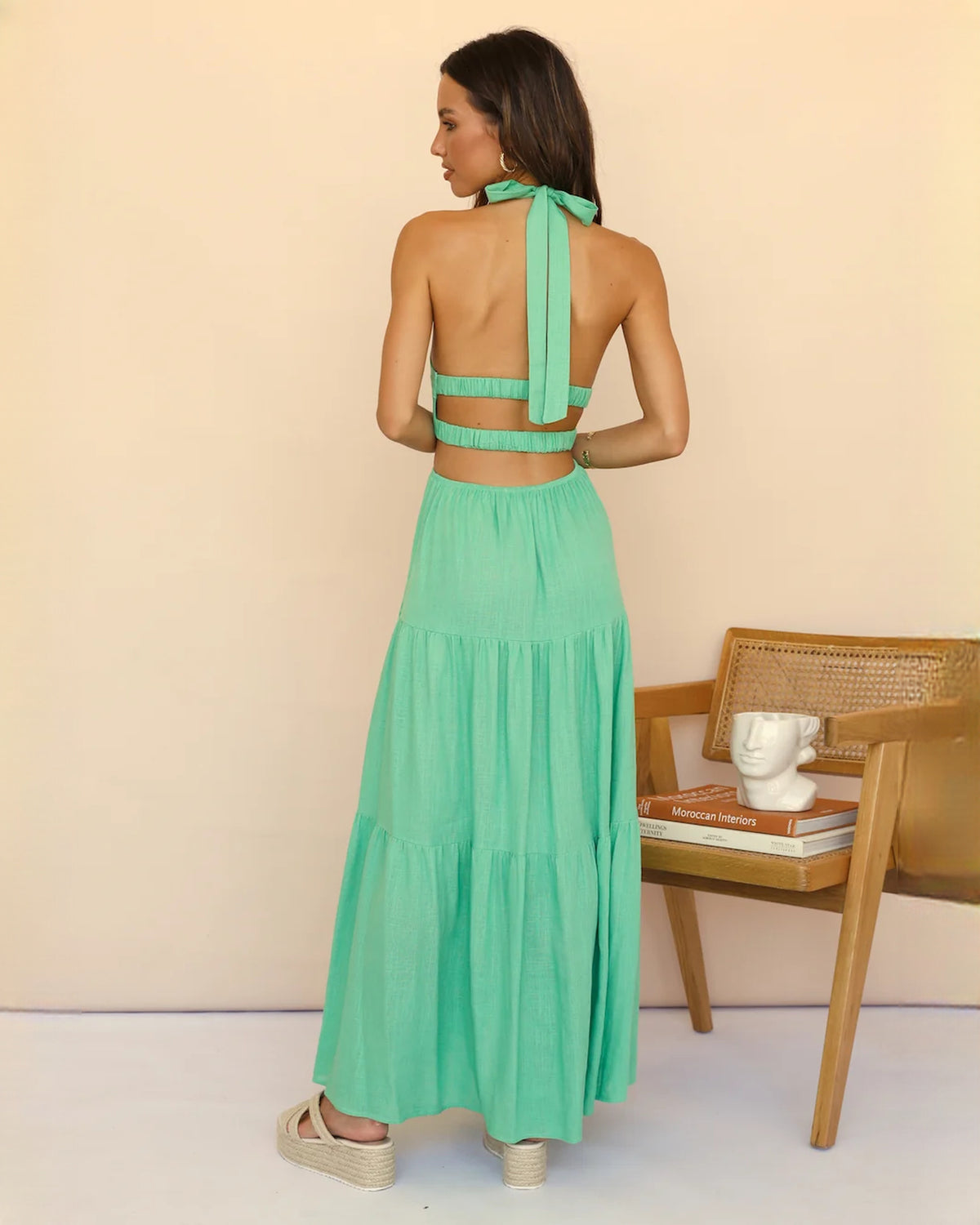 sleeveless chiffon a-line maxi bridesmaid dress - image 5