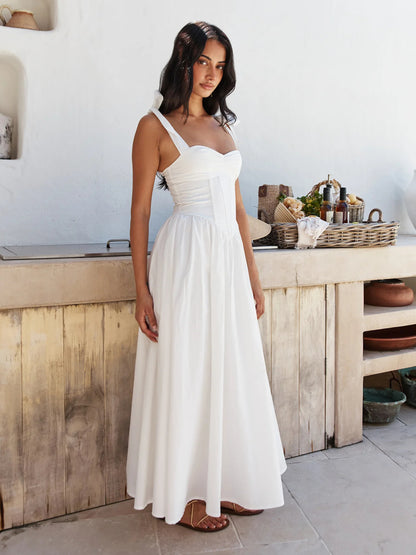 White midi formal dress, alternate view showing the skirt