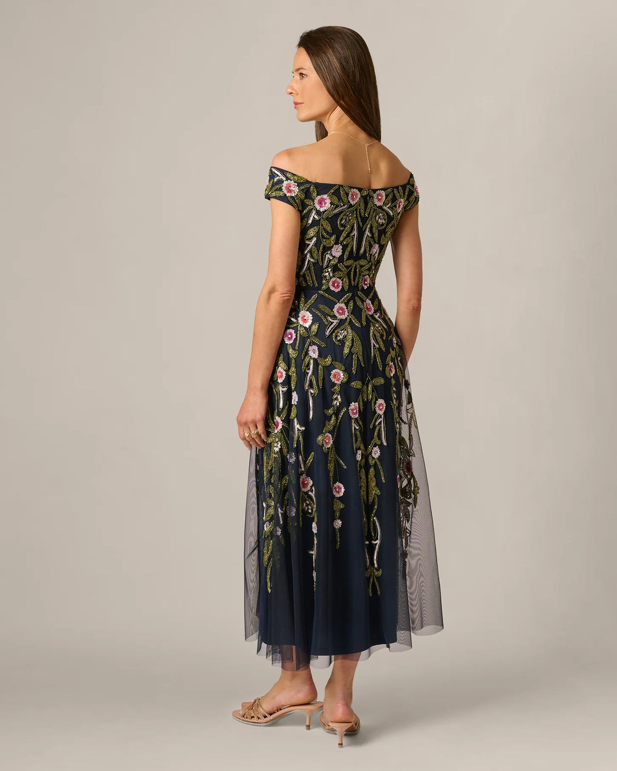 off-shoulder a-line maxi mother of the bride dress - image 5