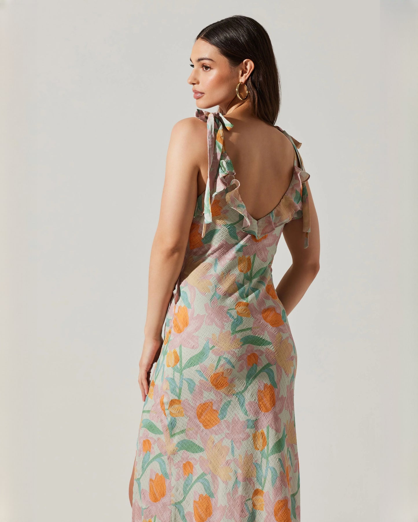 sleeveless satin a-line maxi bridesmaid dress - image 5