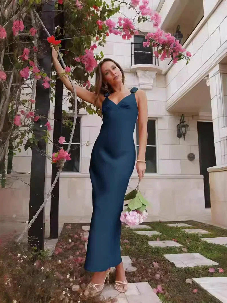 Blue mini homecoming dress, close view of the dress design