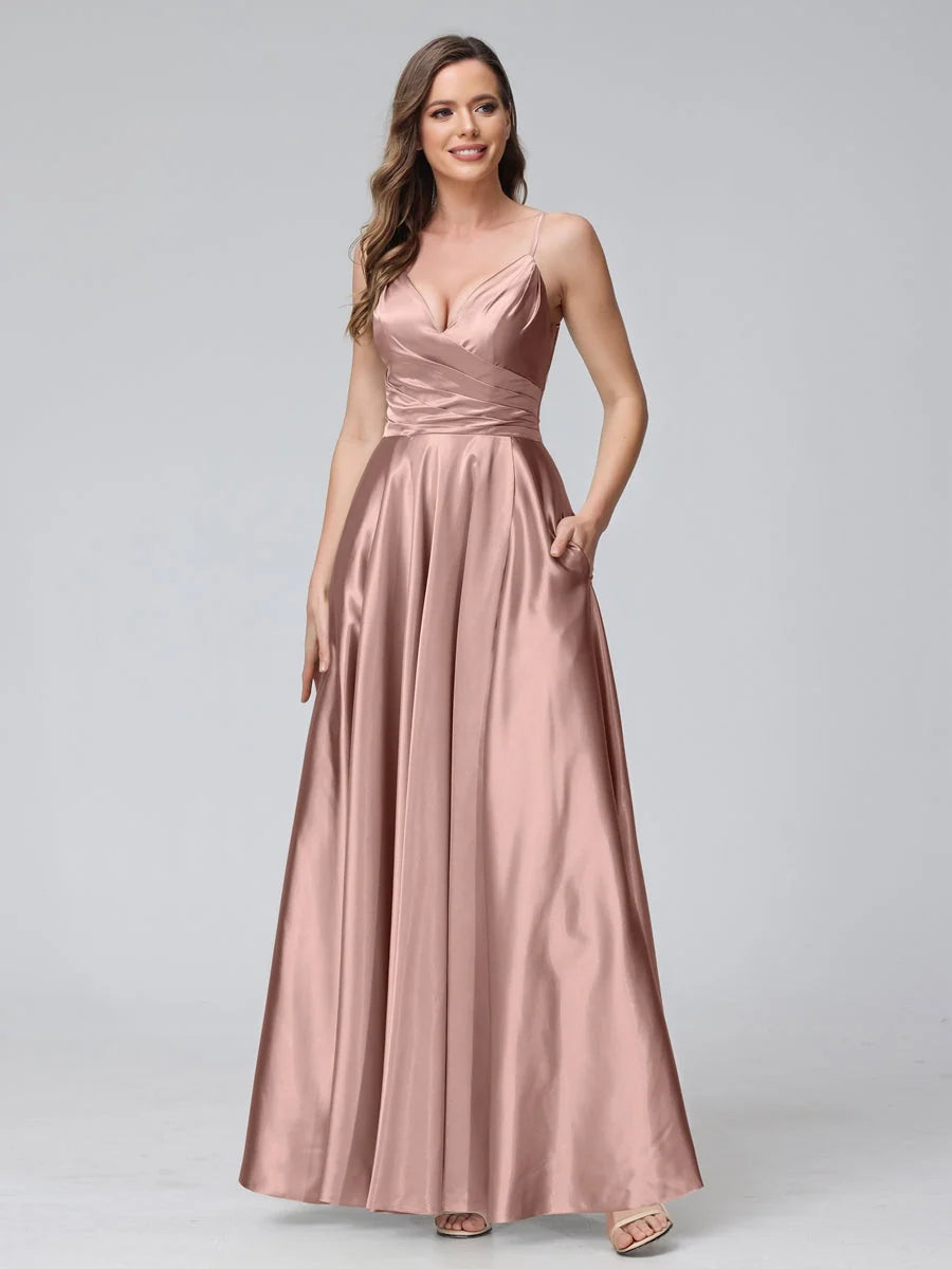 Dusty Rose ankle-length prom dress, alternate view showing the skirt and hem