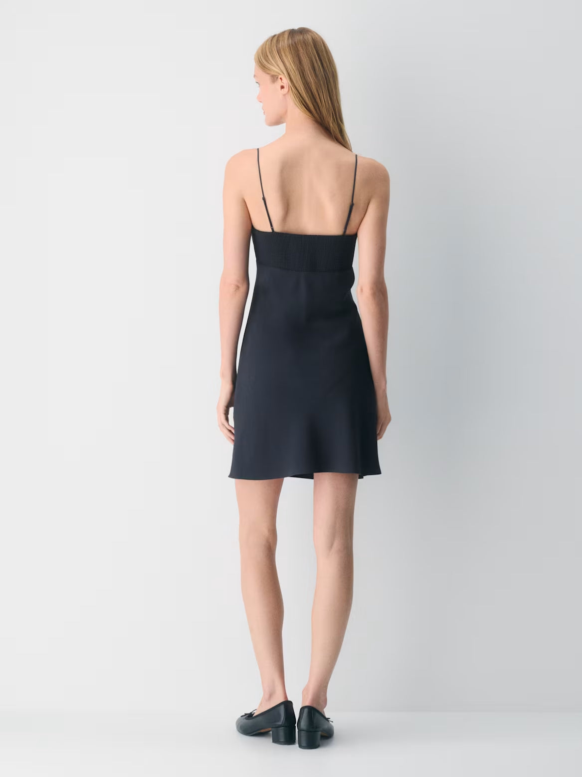 navy mini homecoming dress, alternate view showing the skirt and hem