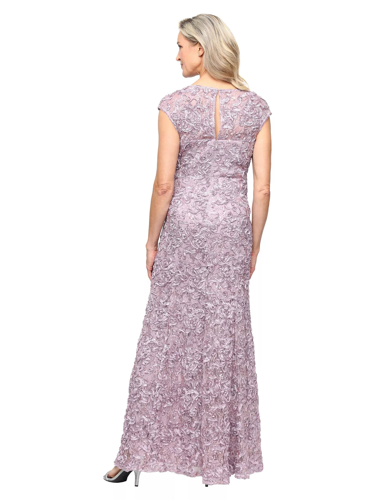 Dusty Blue mermaid floor-length formal dress with embroidery, alternate view showing the skirt