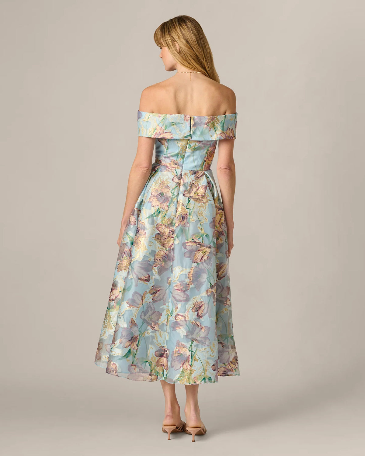 off-shoulder a-line maxi mother of the bride dress - image 5