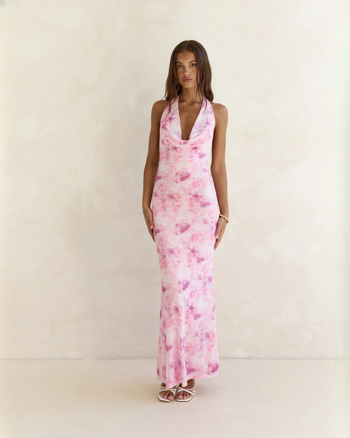 halter neck mesh a-line maxi bridesmaid dress - image 5