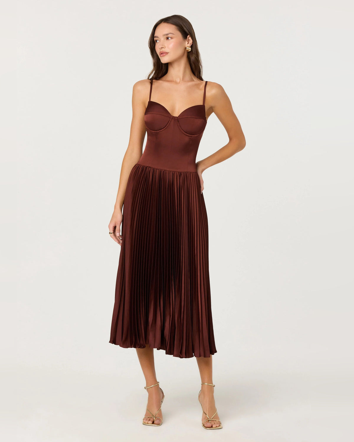 spaghetti strap a-line midi formal dress - image 5