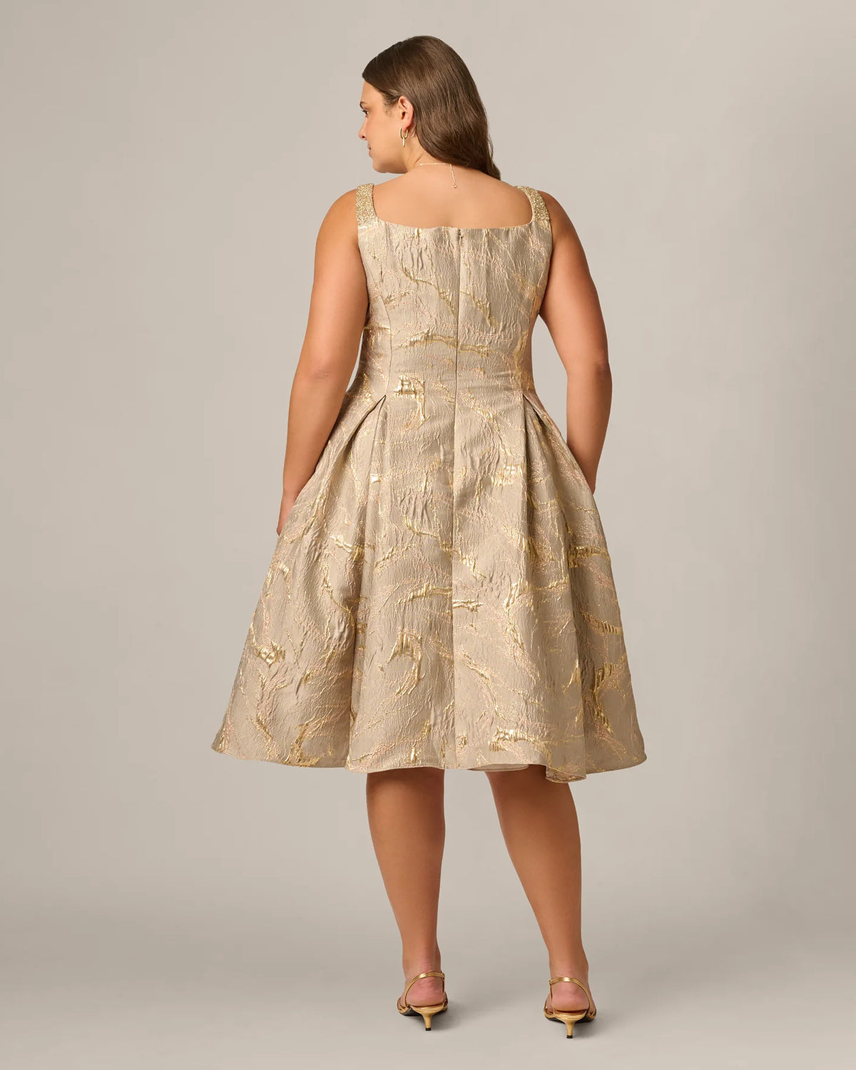 square neck fit-and-flare midi mother of the bride dress - image 5