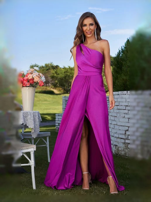 Black maxi bridesmaid dress, alternate view showing the skirt and hem