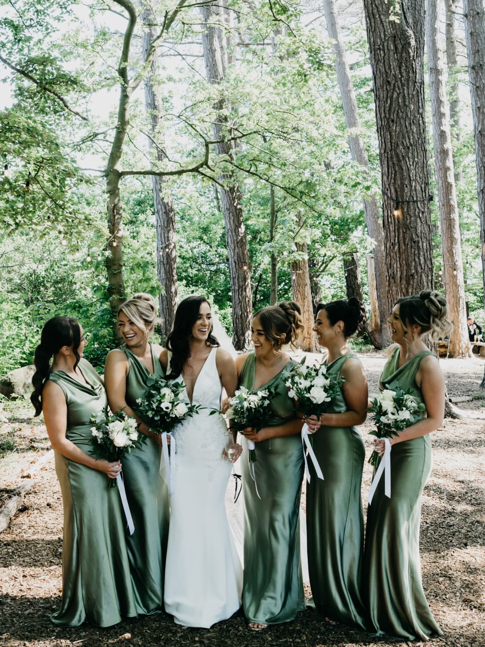 Moss floor-length bridesmaid dress, alternate view showing the skirt and hem