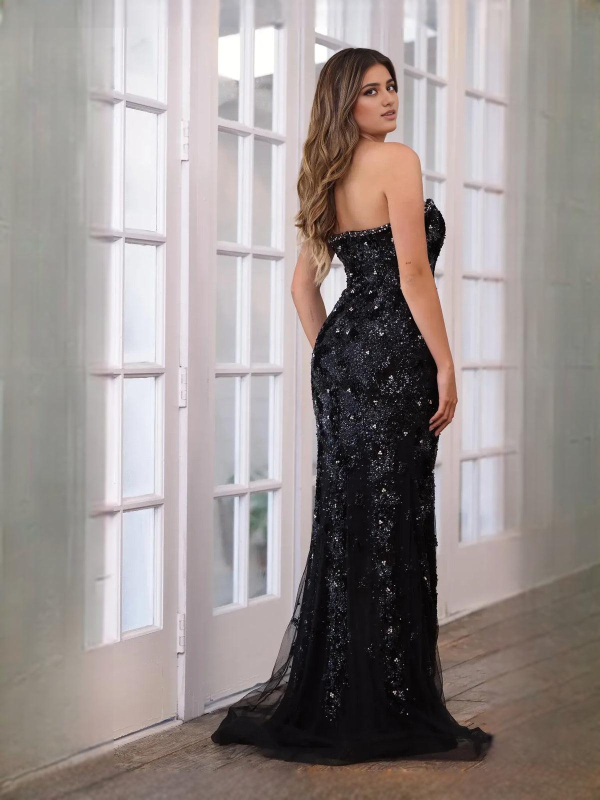 Sky Blue floor-length prom dress, alternate view showing the skirt and hem