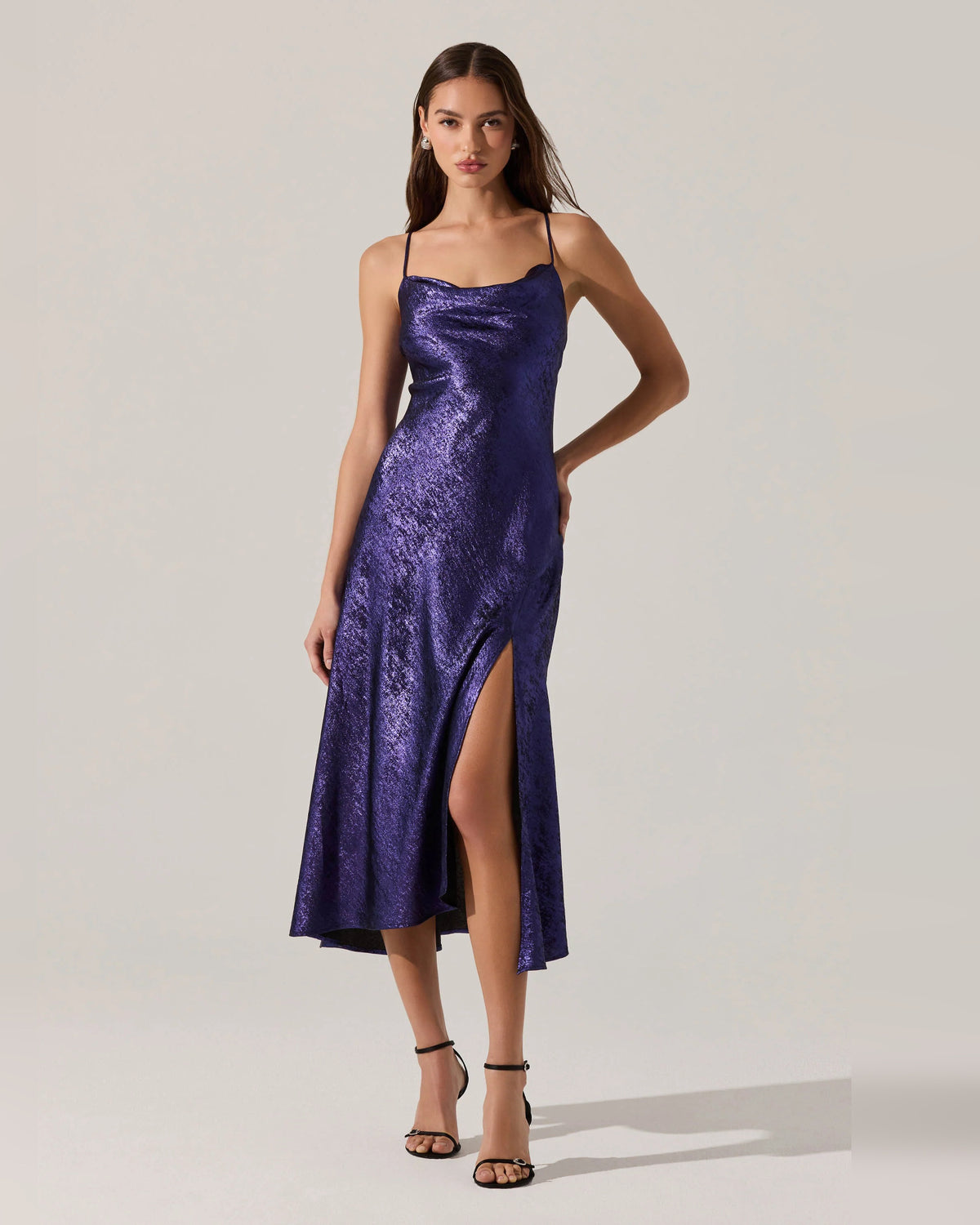 spaghetti strap a-line midi formal dress - image 5