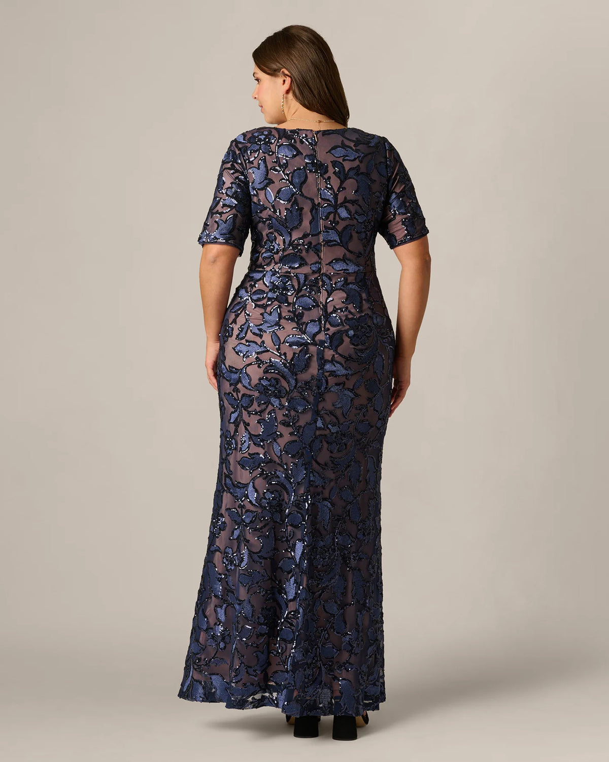 short-sleeve a-line maxi mother of the bride dress - image 5