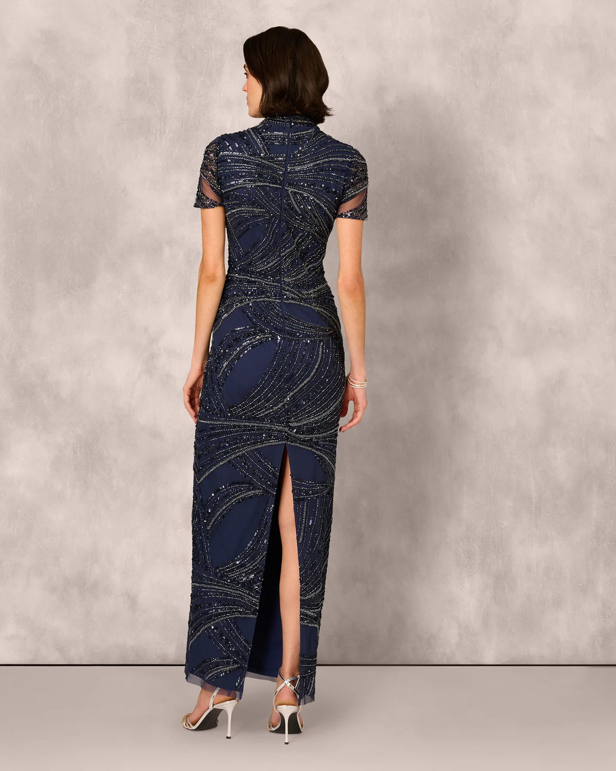 short-sleeve sheath maxi mother of the bride dress - image 5