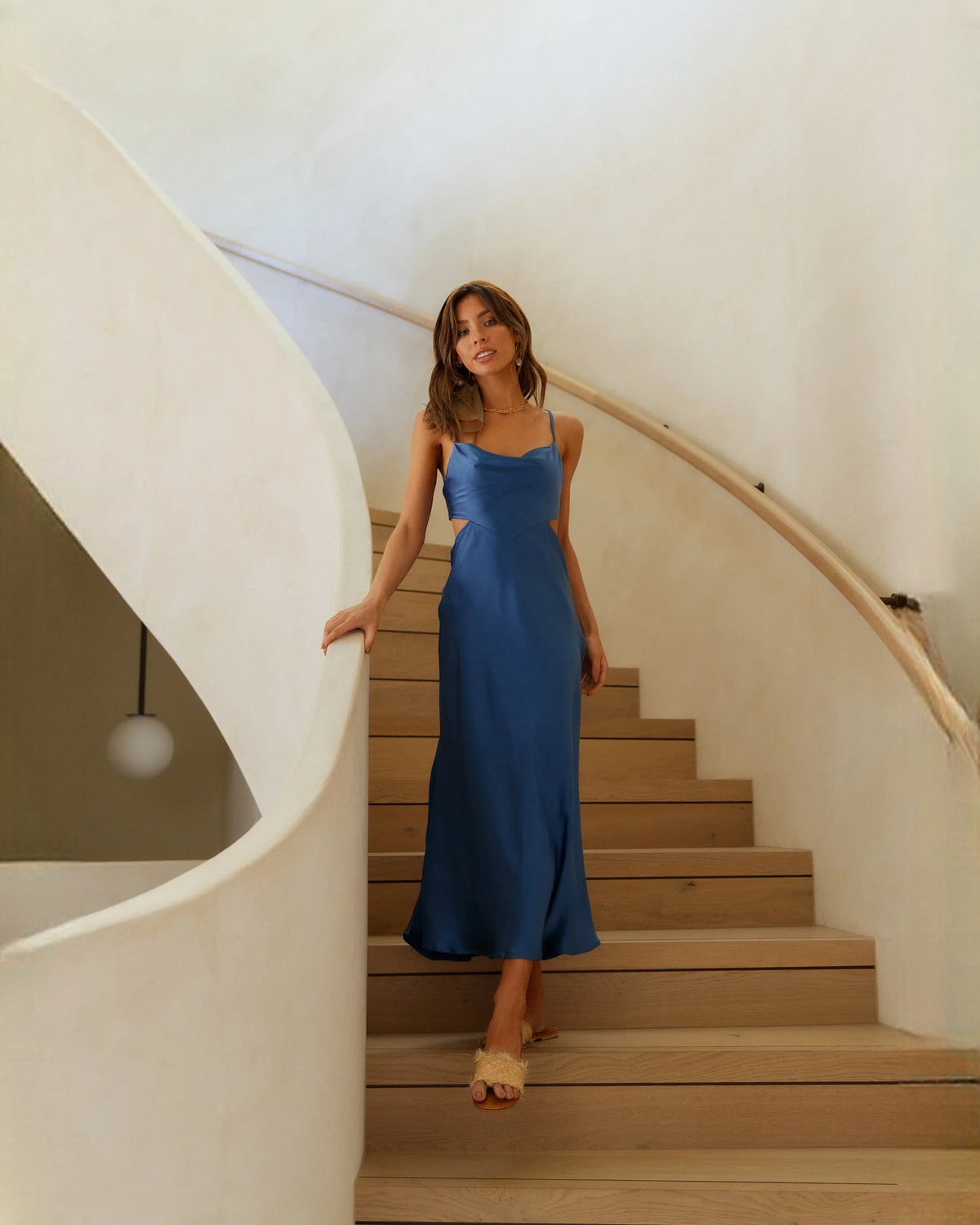 sleeveless satin a-line maxi bridesmaid dress - image 5