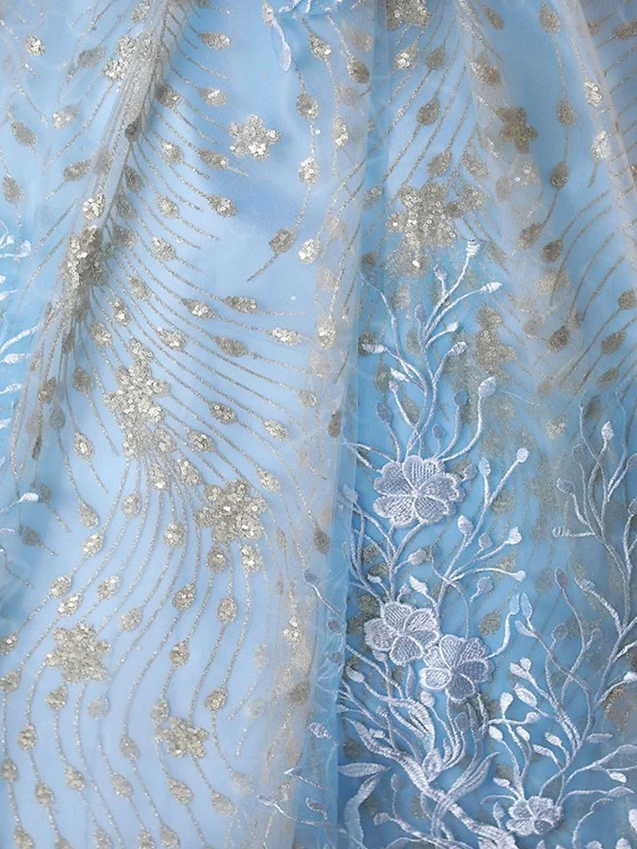 Sky Blue floor-length prom dress, alternate view showing the skirt and hem