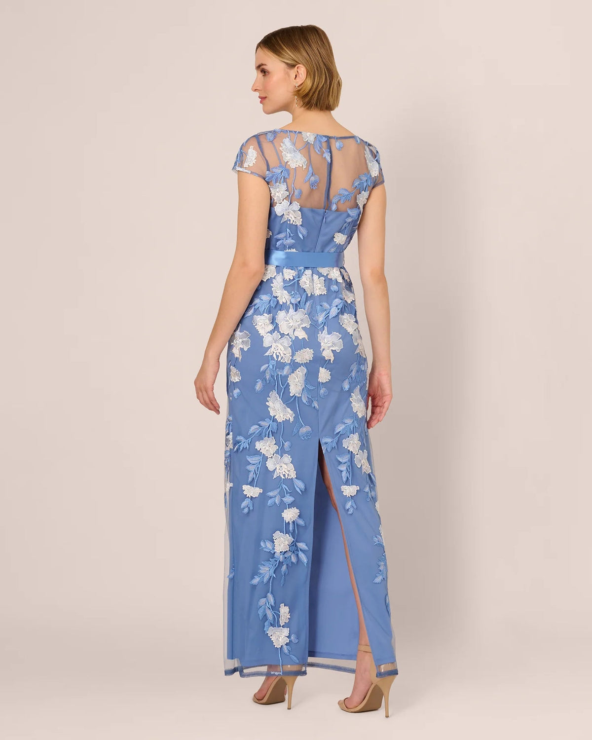short-sleeve a-line maxi mother of the bride dress - image 5