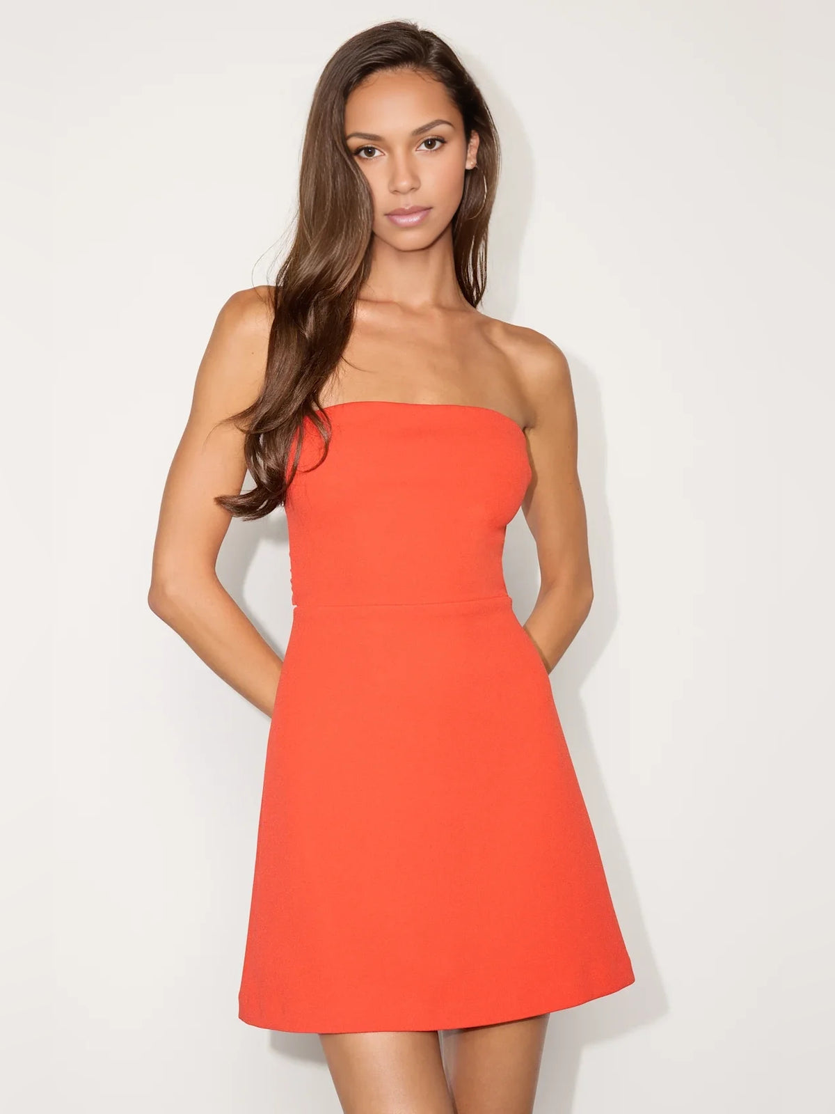 Lavender mini homecoming dress, alternate view showing the skirt and hem